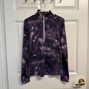 Women's Nike Pro Warm Dri-Fit Half-Zip Long Sleeve Printed Purple Shirt Size M